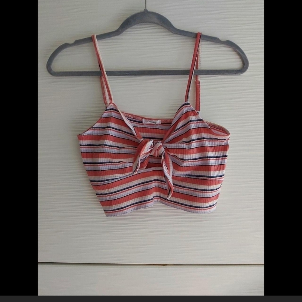 Striped Pink and Orange Women's Crop Top